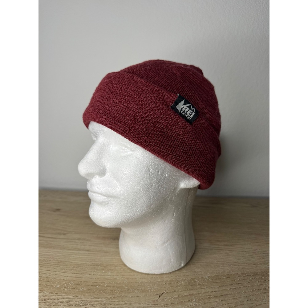 REI Co-op Burgundy Red Heather Knit Cuffed Slouchy Beanie Hat 19888-F22 One Size
